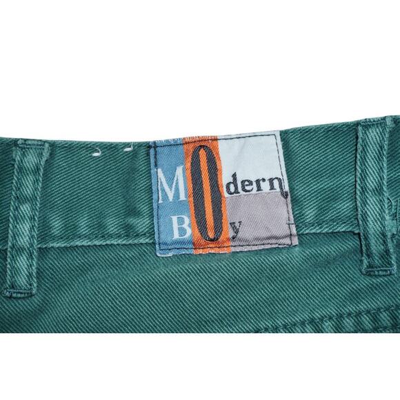 Vintage 90s Modern Boy Green Denim Shorts Men’s 34 Made in Taiwan Y2K Streetwear - Picture 6 of 9